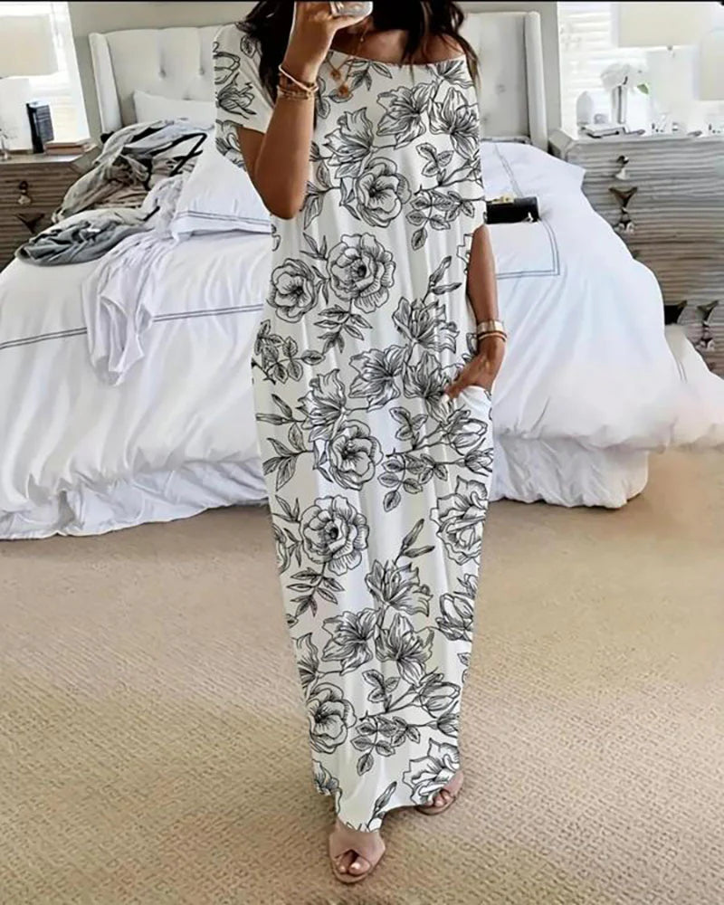 Women's Solid Color Batwing Sleeve Lounge Dress