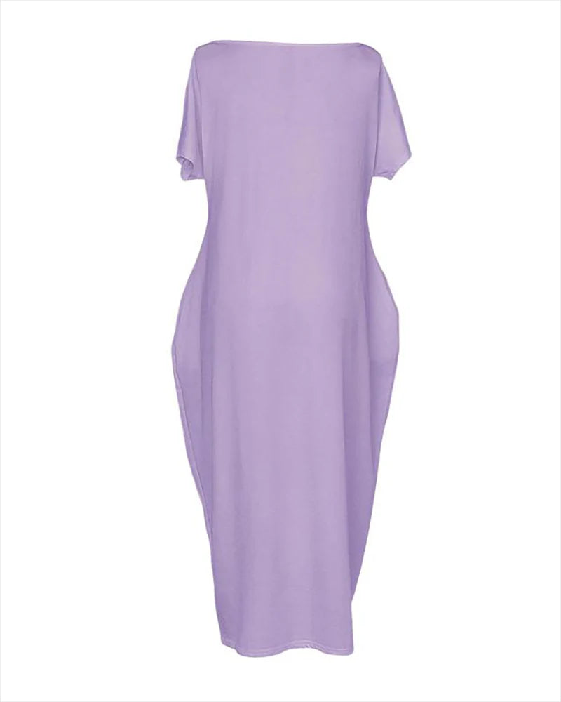 Women's Solid Color Batwing Sleeve Lounge Dress