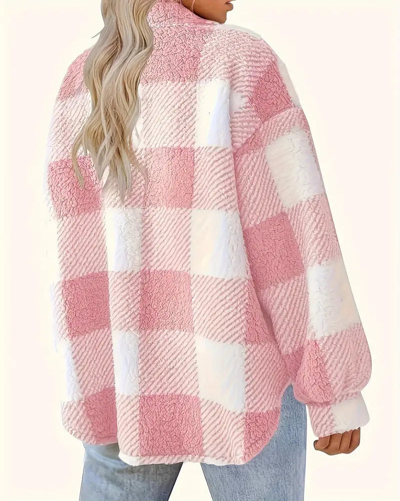 Women's Checkered Plush Fleece Winter Jacket