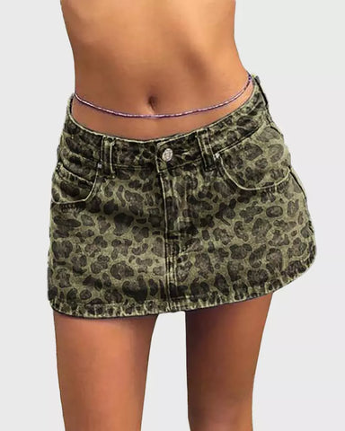 Vintage Blue Denim Mini Skirt – Casual Cotton Fit with Belt Loops