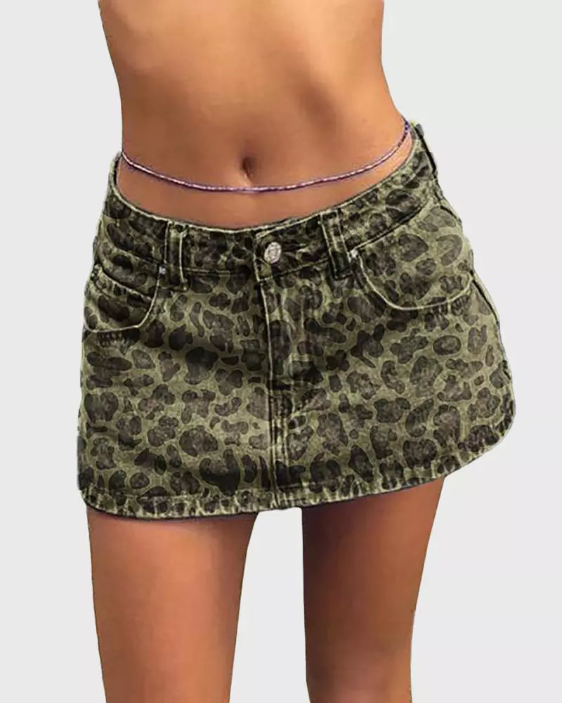 Vintage Blue Denim Mini Skirt – Casual Cotton Fit with Belt Loops
