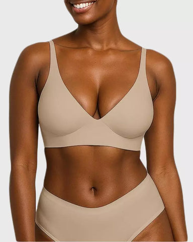 Seamless V-Neck Bra – Wireless, Adjustable & Buttery Soft