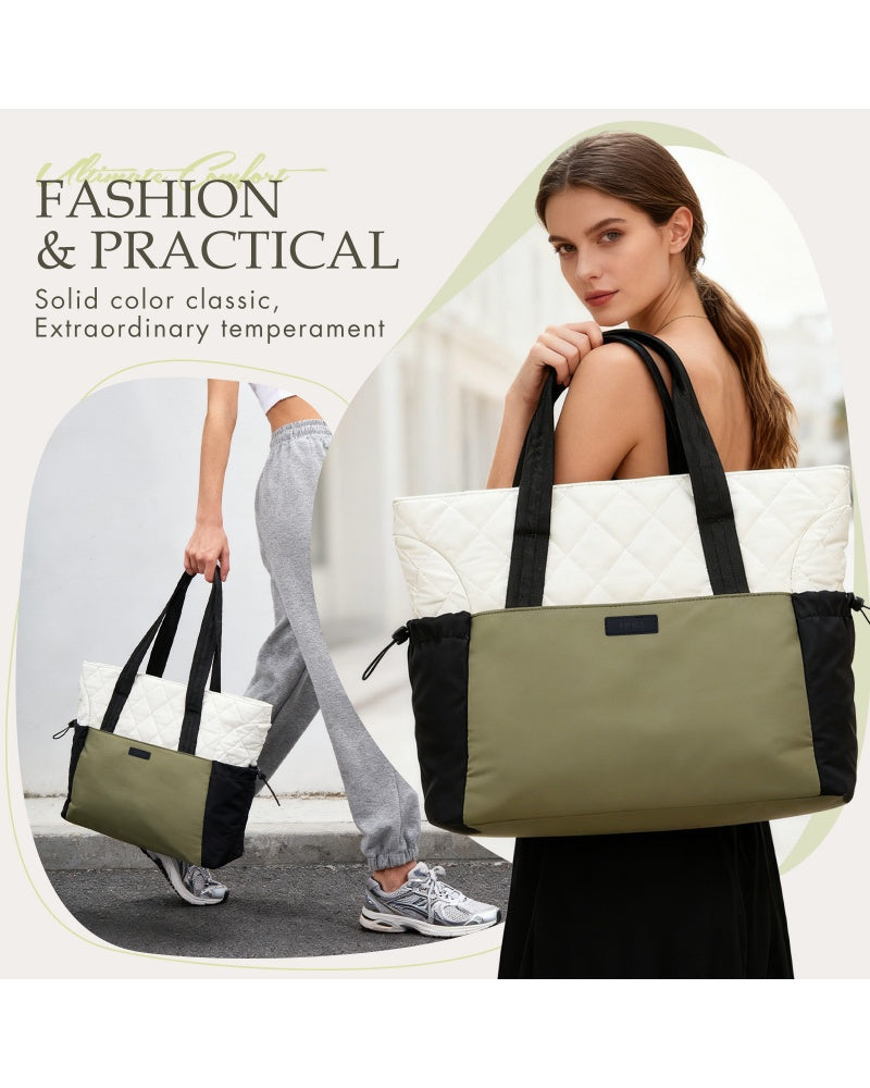 UUH Stylish Puffer Tote Bag for Women with Wallet