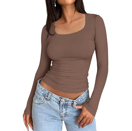 Women's Basic Double Layering Tight Slim Fit T Shirts
