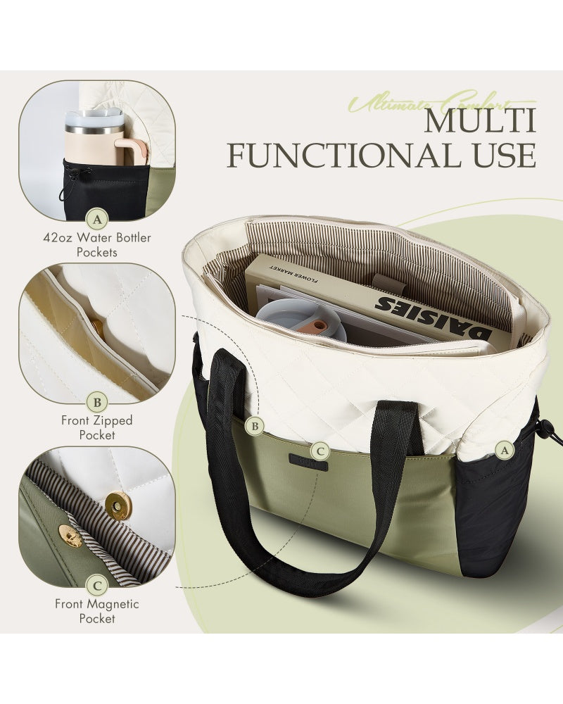 UUH Stylish Puffer Tote Bag for Women with Wallet