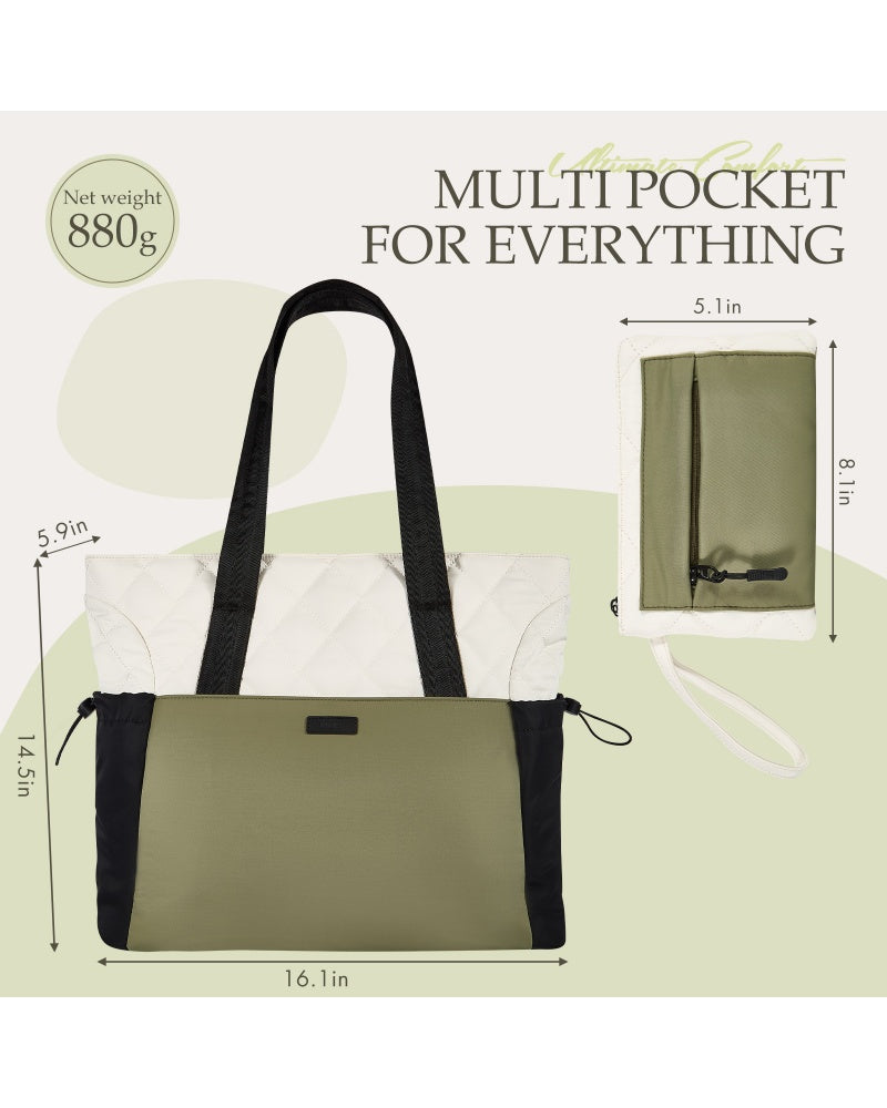 UUH Stylish Puffer Tote Bag for Women with Wallet