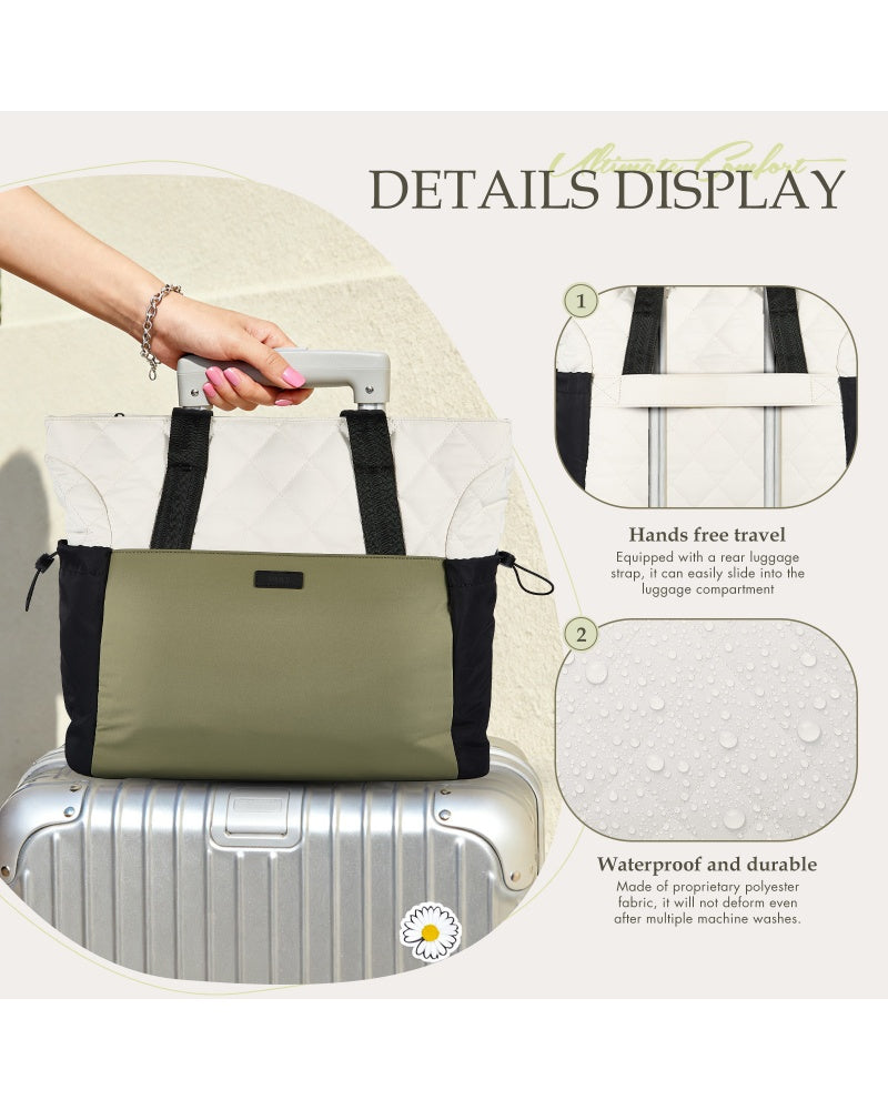 UUH Stylish Puffer Tote Bag for Women with Wallet