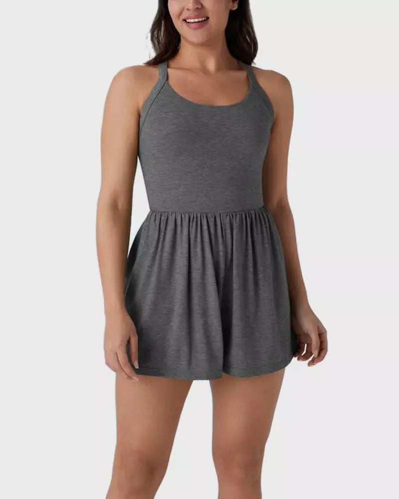 Backless Twisted Side Pocket 2-in-1 Resort Romper-Edition