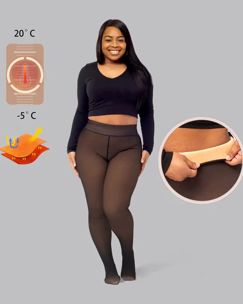 Viral One-Seam Shaping Fleece Leggings with High-Waist Tummy Control Cashmere Lining and One-Piece Cut