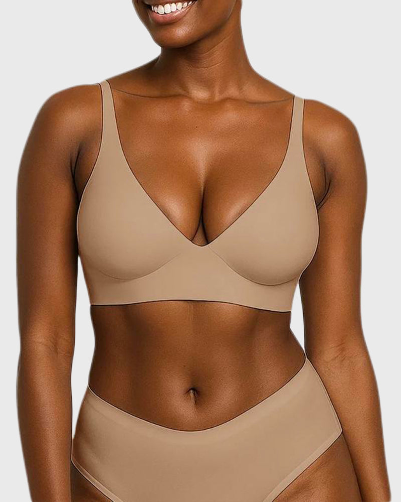 Seamless V-Neck Bra – Wireless, Adjustable & Buttery Soft