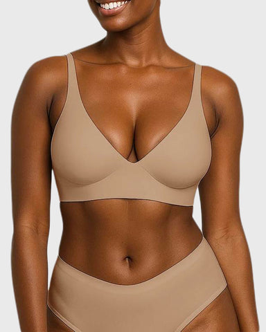 Seamless V-Neck Bra – Wireless, Adjustable & Buttery Soft