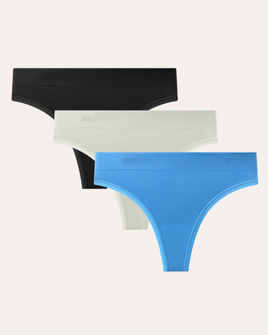 3 Pack Seamless Low-Waist Thong Underwear