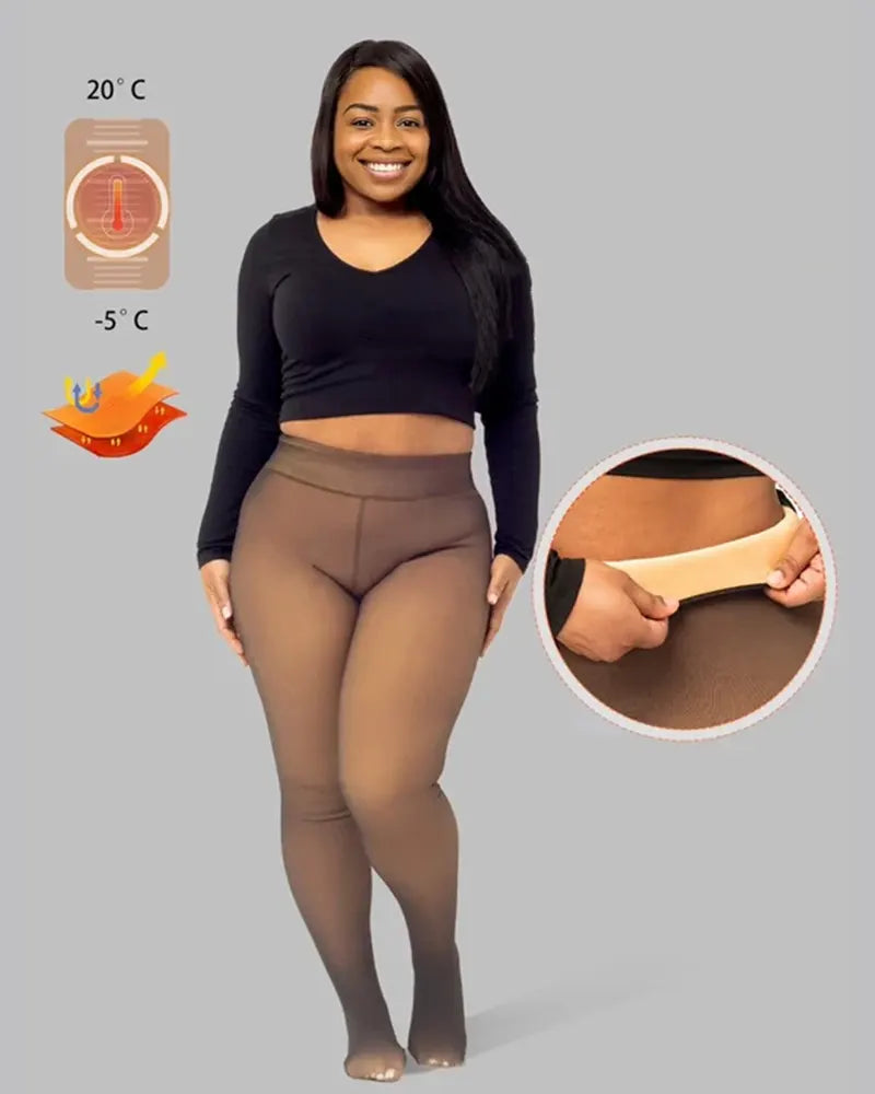 Viral One-Seam Shaping Fleece Leggings with High-Waist Tummy Control Cashmere Lining and One-Piece Cut