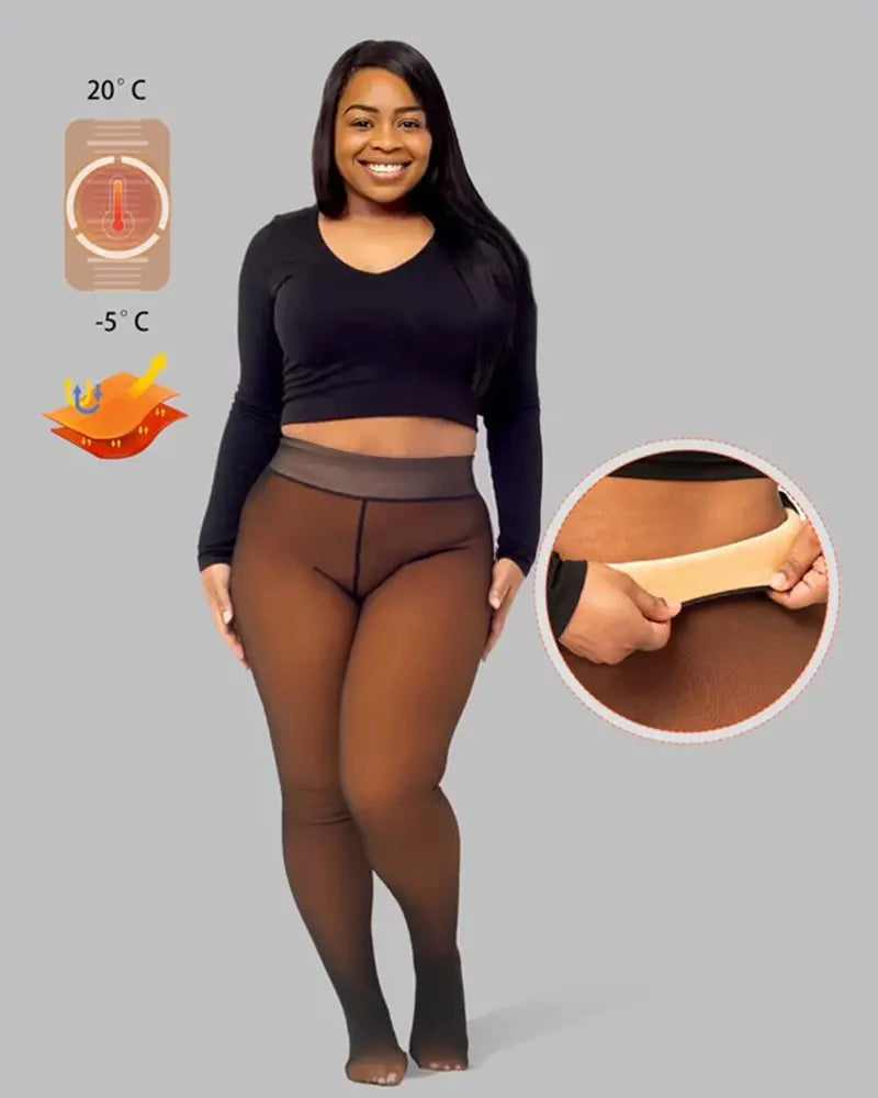 Viral One-Seam Shaping Fleece Leggings with High-Waist Tummy Control Cashmere Lining and One-Piece Cut