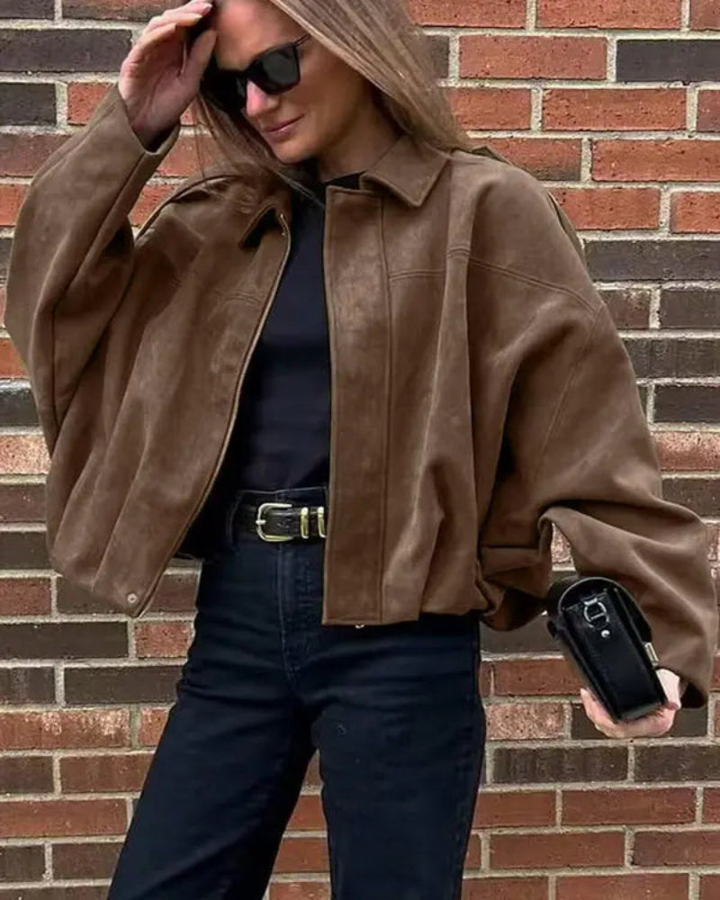 Aviator Jacket Woman,2025 Streetwear Pleats Short Jacket Woman