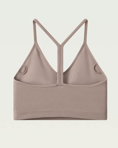 Seamless ribbed racer-back sports bra