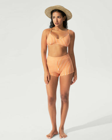 Striped Halter Bikini Three-Piece Set