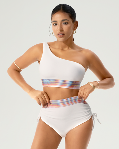 Ribbed Off-Shoulder Bikini Set