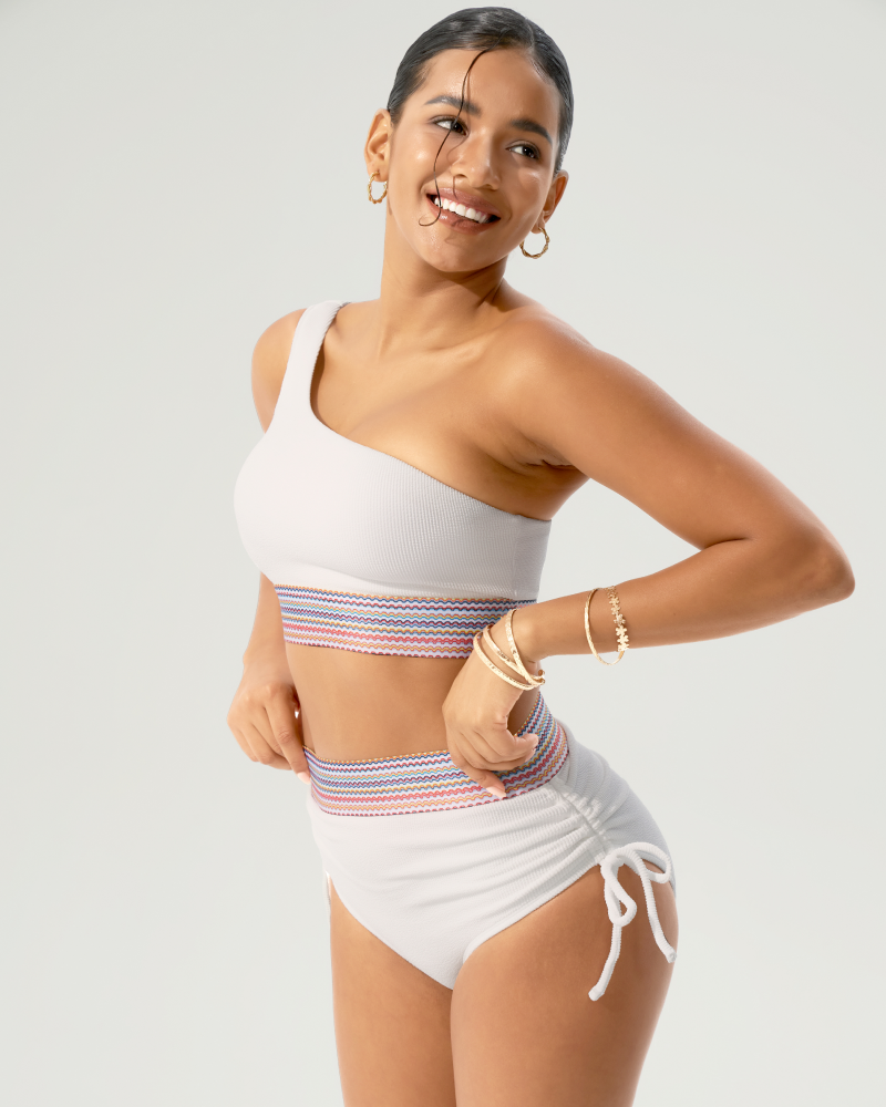 Ribbed Off-Shoulder Bikini Set