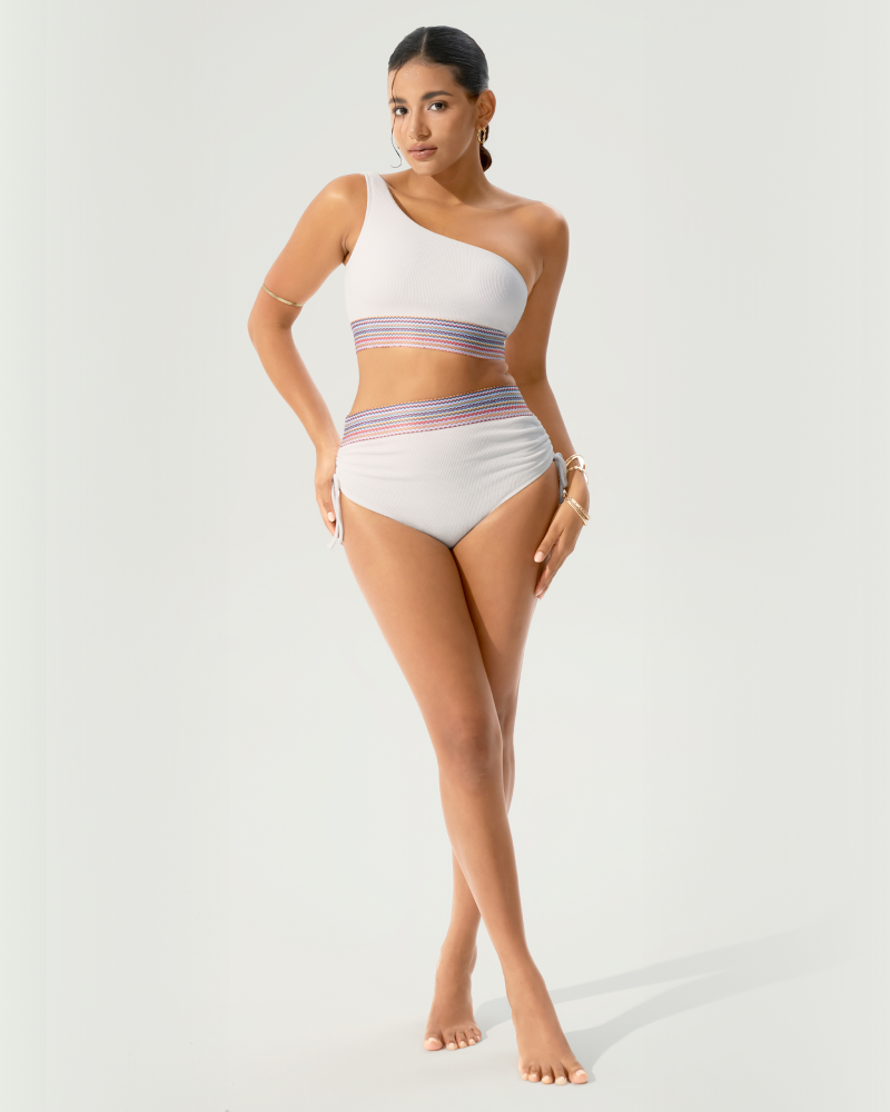 Ribbed Off-Shoulder Bikini Set