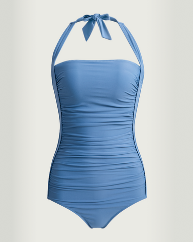 Halter-neck tummy-control one-piece swimsuit