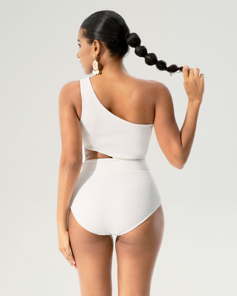 Asymmetrical Shoulder Cutout Bodysuit