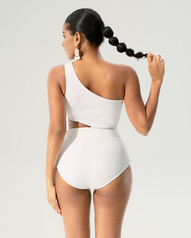 Asymmetrical Shoulder Cutout Bodysuit