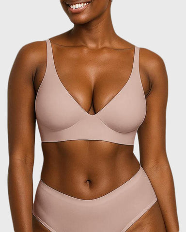Seamless V-Neck Bra – Wireless, Adjustable & Buttery Soft