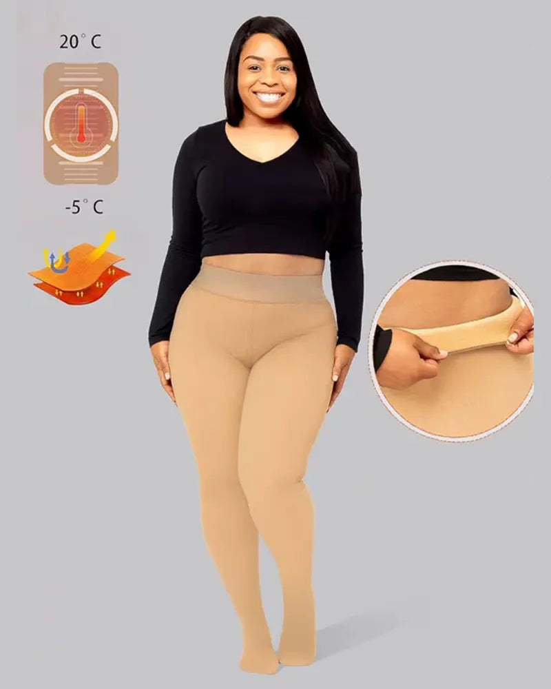 Viral One-Seam Shaping Fleece Leggings with High-Waist Tummy Control Cashmere Lining and One-Piece Cut