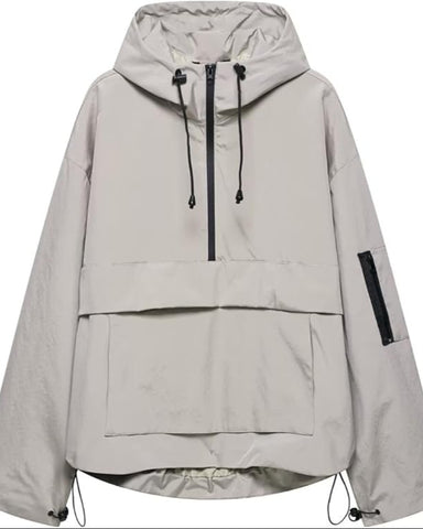 Women's  Waterproof Oversized Fall Hoodie Coat  Jacket with Adjustable Waist, Hood & Cuffs, Jacket Outerwear with