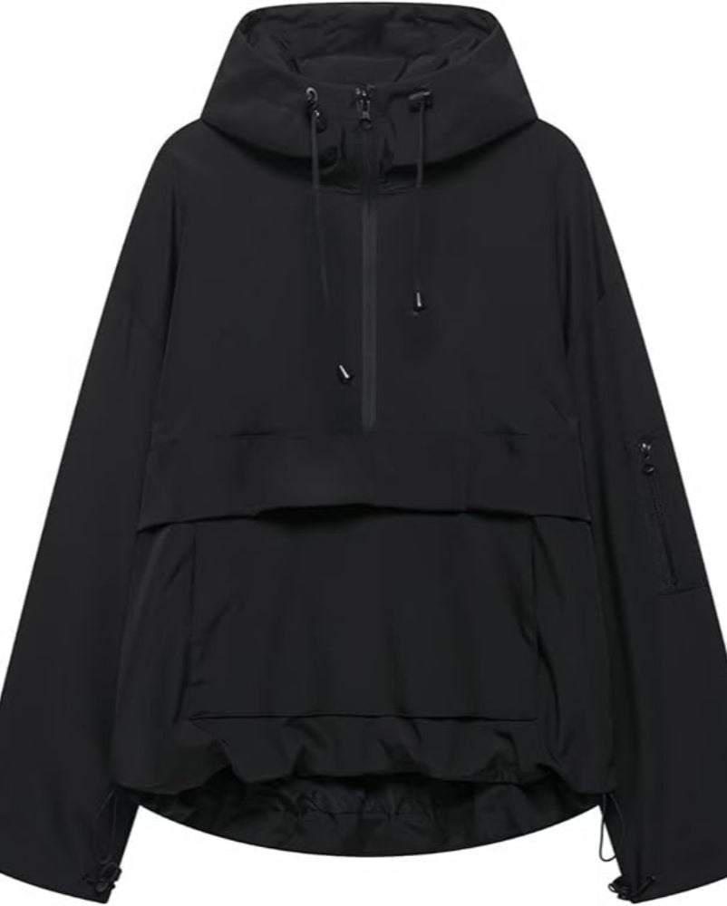 Women's  Waterproof Oversized Fall Hoodie Coat  Jacket with Adjustable Waist, Hood & Cuffs, Jacket Outerwear with