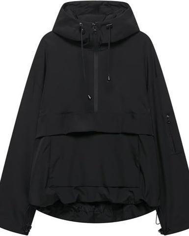 Women's  Waterproof Oversized Fall Hoodie Coat  Jacket with Adjustable Waist, Hood & Cuffs, Jacket Outerwear with