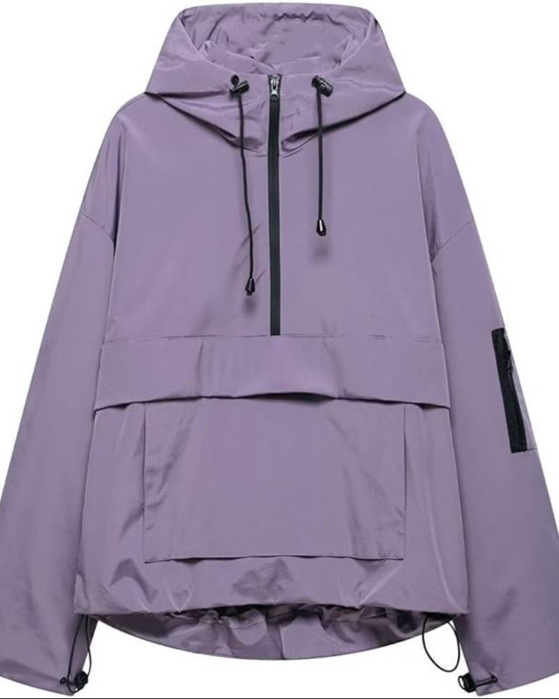 Women's  Waterproof Oversized Fall Hoodie Coat  Jacket with Adjustable Waist, Hood & Cuffs, Jacket Outerwear with