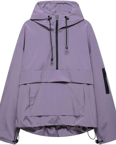 Women's  Waterproof Oversized Fall Hoodie Coat  Jacket with Adjustable Waist, Hood & Cuffs, Jacket Outerwear with