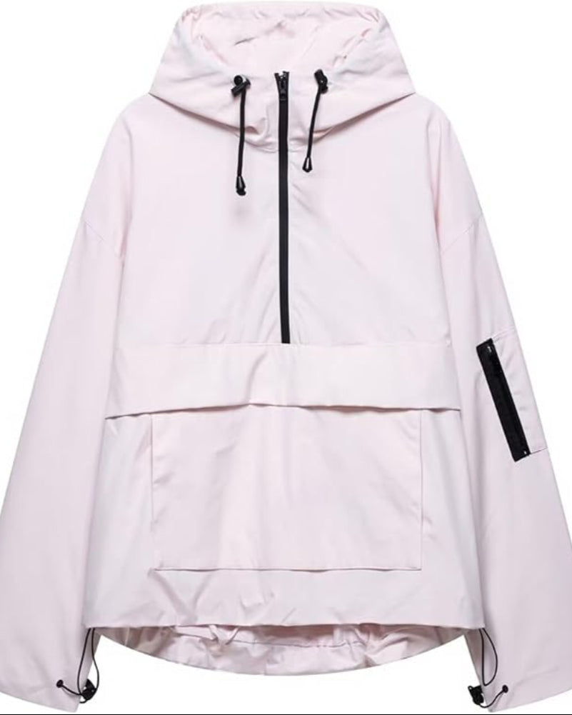 Women's  Waterproof Oversized Fall Hoodie Coat  Jacket with Adjustable Waist, Hood & Cuffs, Jacket Outerwear with