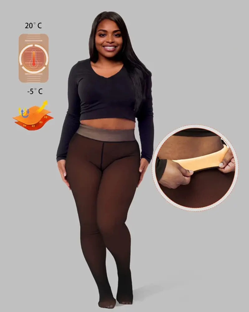 Viral One-Seam Shaping Fleece Leggings with High-Waist Tummy Control Cashmere Lining and One-Piece Cut