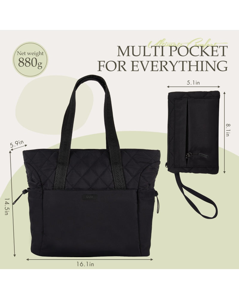 UUH Stylish Puffer Tote Bag for Women with Wallet