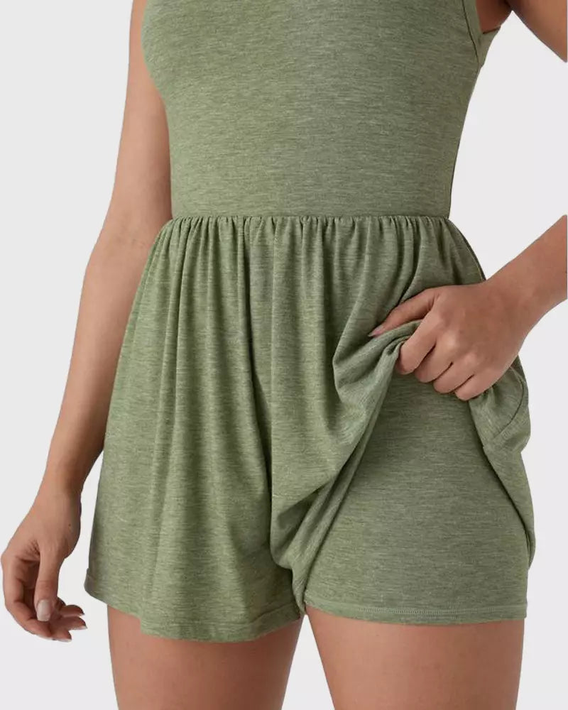 Backless Twisted Side Pocket 2-in-1 Resort Romper-Edition