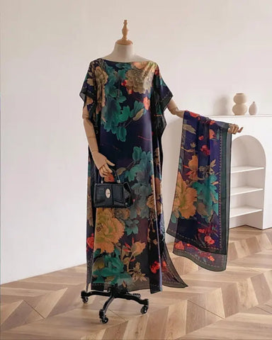 Women's Floral Elegant Casual Scarf & Cape Shawl Set