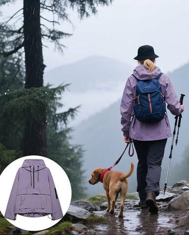 Women's  Waterproof Oversized Fall Hoodie Coat  Jacket with Adjustable Waist, Hood & Cuffs, Jacket Outerwear with
