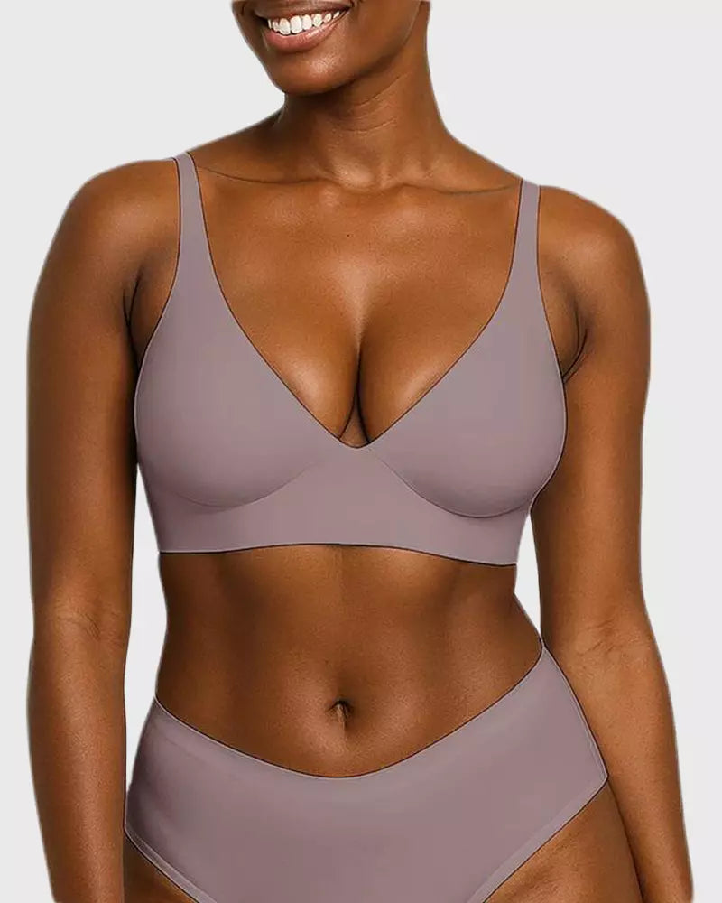 Seamless V-Neck Bra – Wireless, Adjustable & Buttery Soft