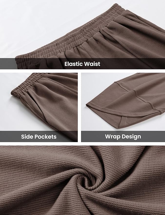 Womens Baggy Wide Leg Pants Casual Elastic Waisted Palazzo Harem Pants with Pockets