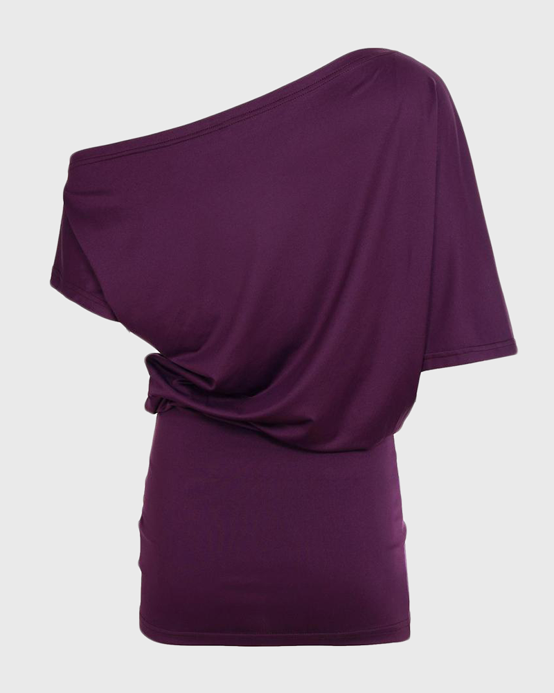 Solid color bat sleeve dress