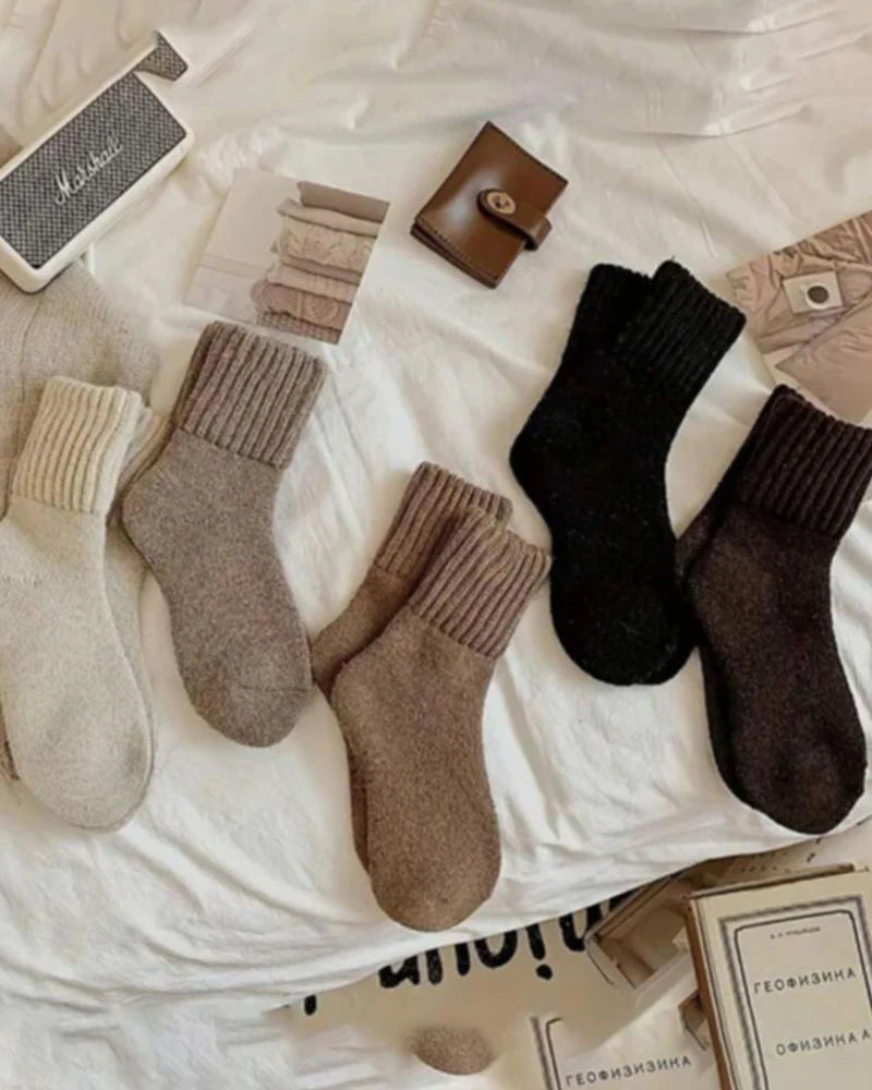 Cashmere casual soft comfy warm socks for fall and winter[5 pairs]