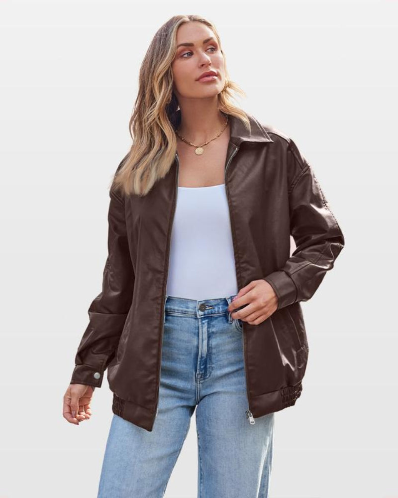 Womens Oversized Leather Jackets Faux Suede