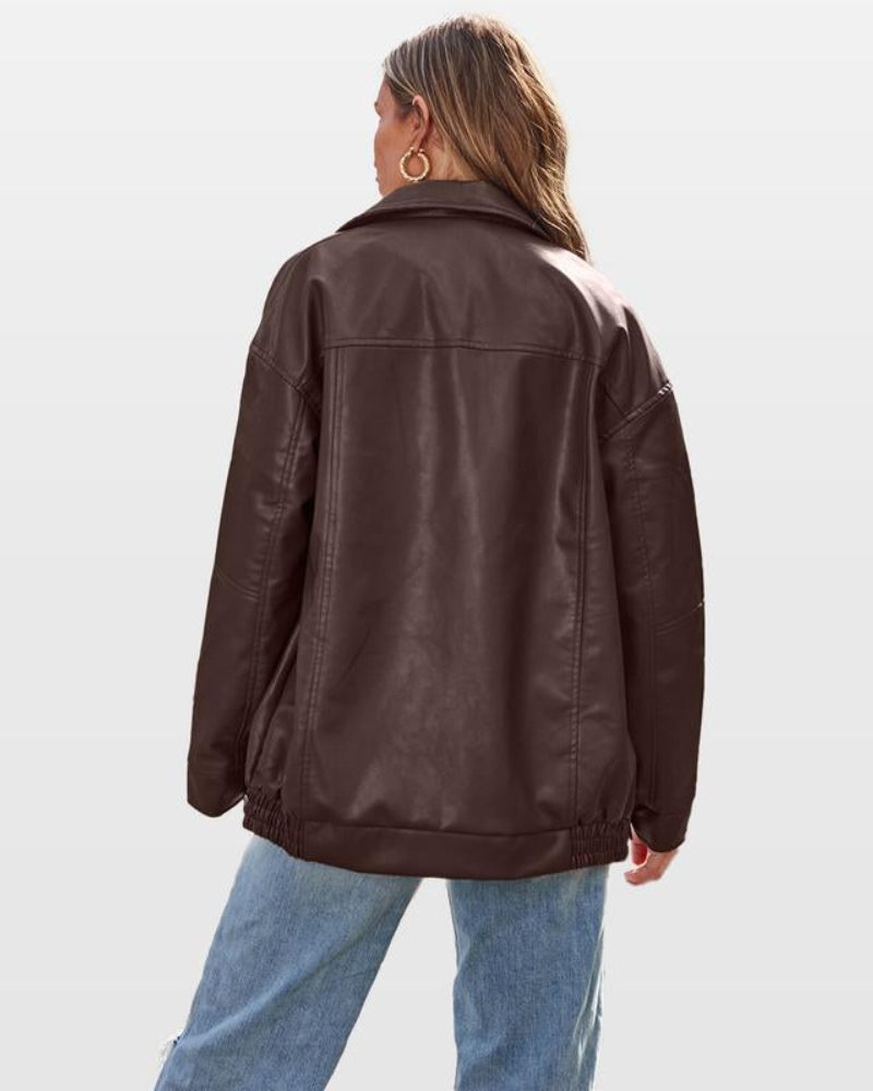 Womens Oversized Leather Jackets Faux Suede