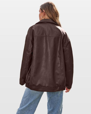 Womens Oversized Leather Jackets Faux Suede