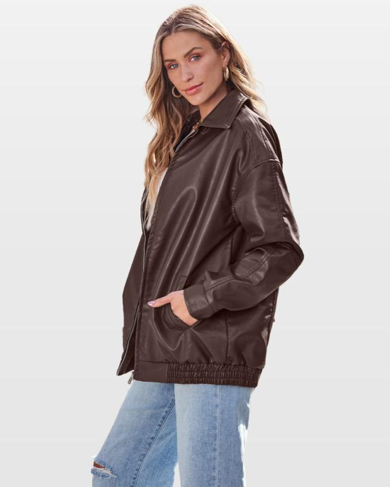 Womens Oversized Leather Jackets Faux Suede