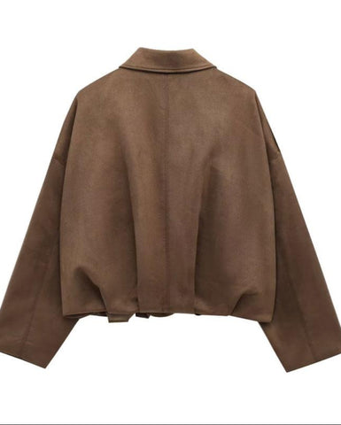 Aviator Jacket Woman,2025 Streetwear Pleats Short Jacket Woman