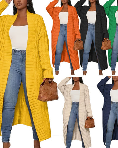 Women's Longline Textured Open Front Cardigan